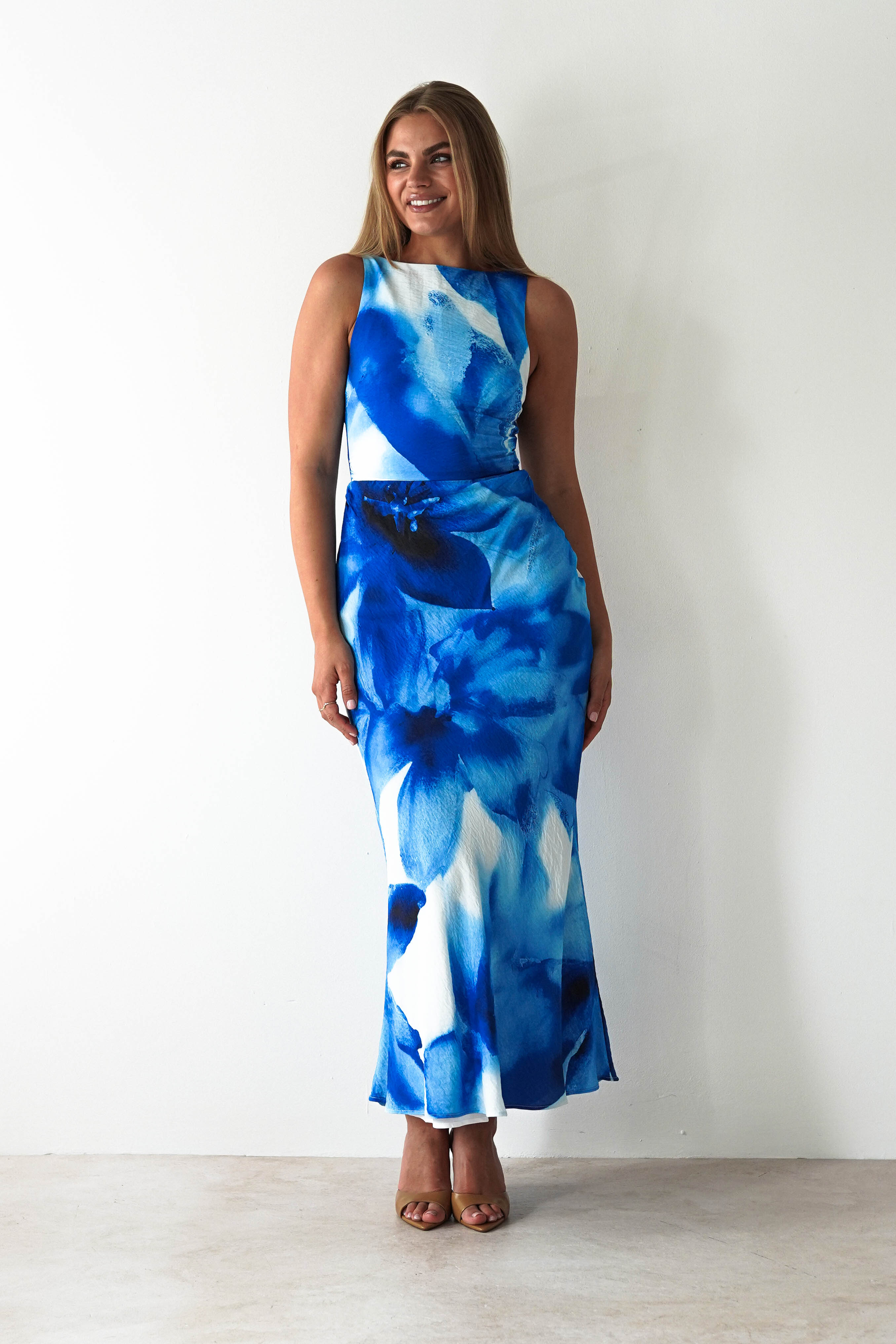 Vestido Ellarose Estampa azul
