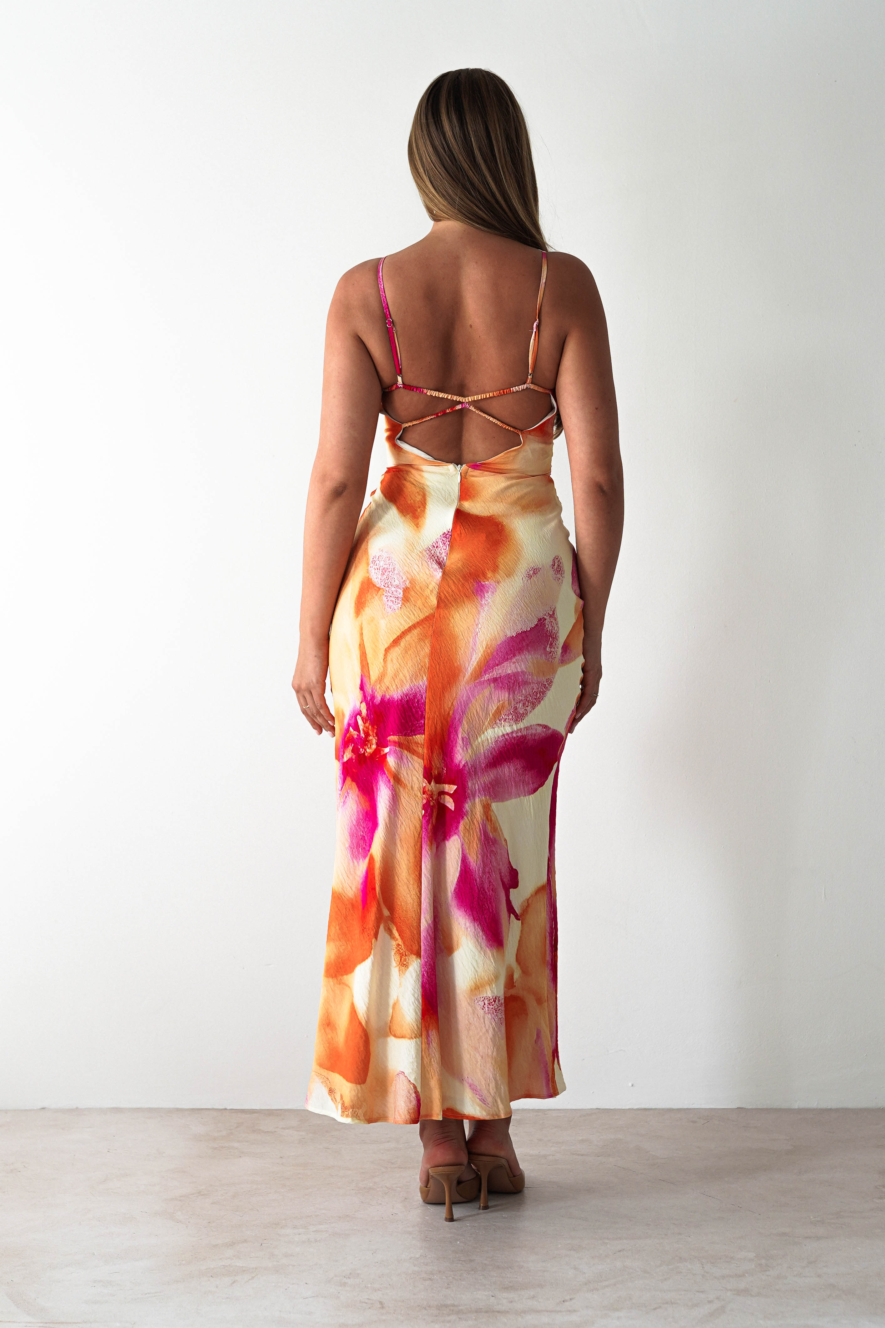 Vestido Ellarose Laranja/Rosa