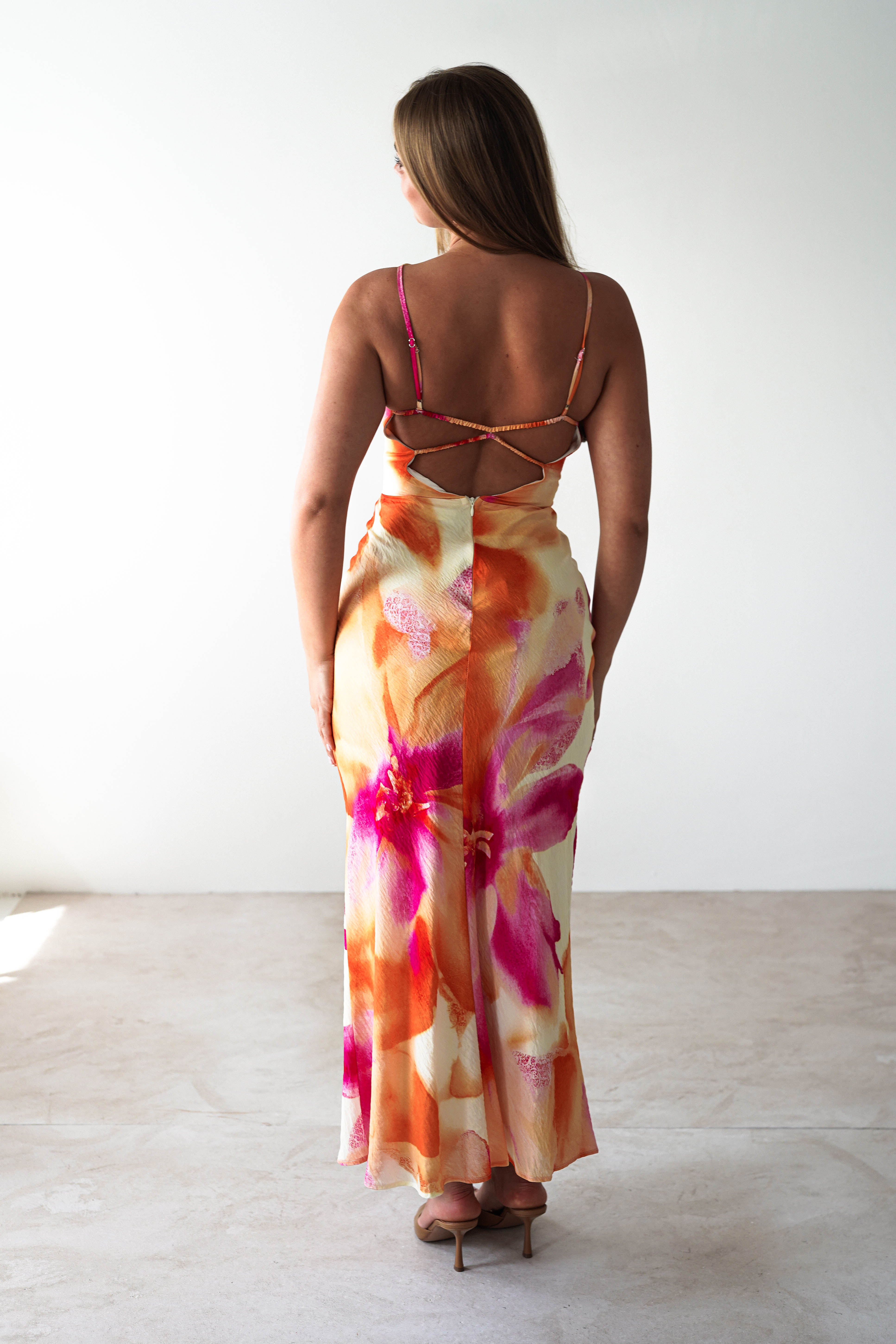 Vestido Ellarose Laranja/Rosa