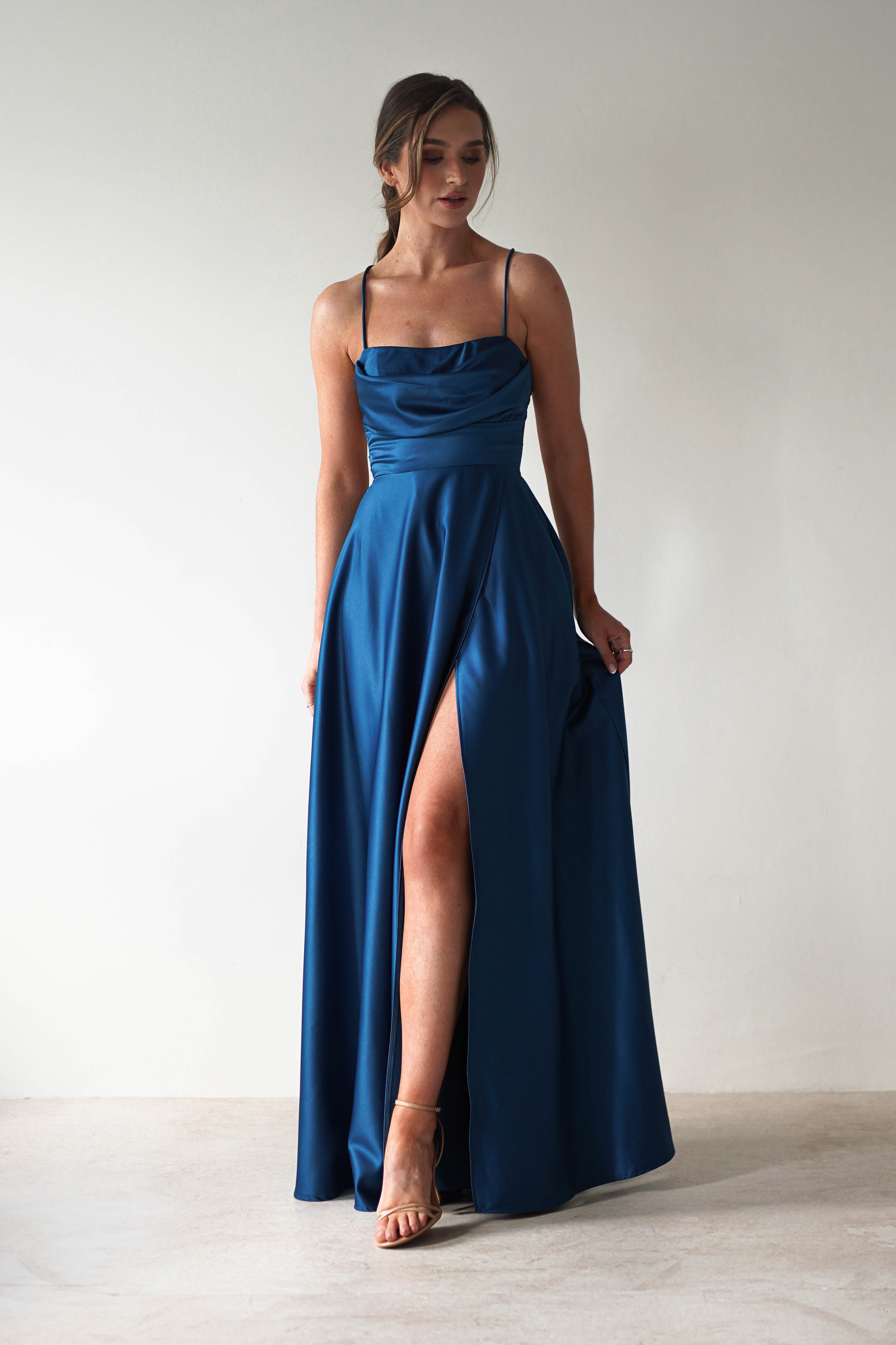 Vestido Shantal Azul-Petróleo Oceano