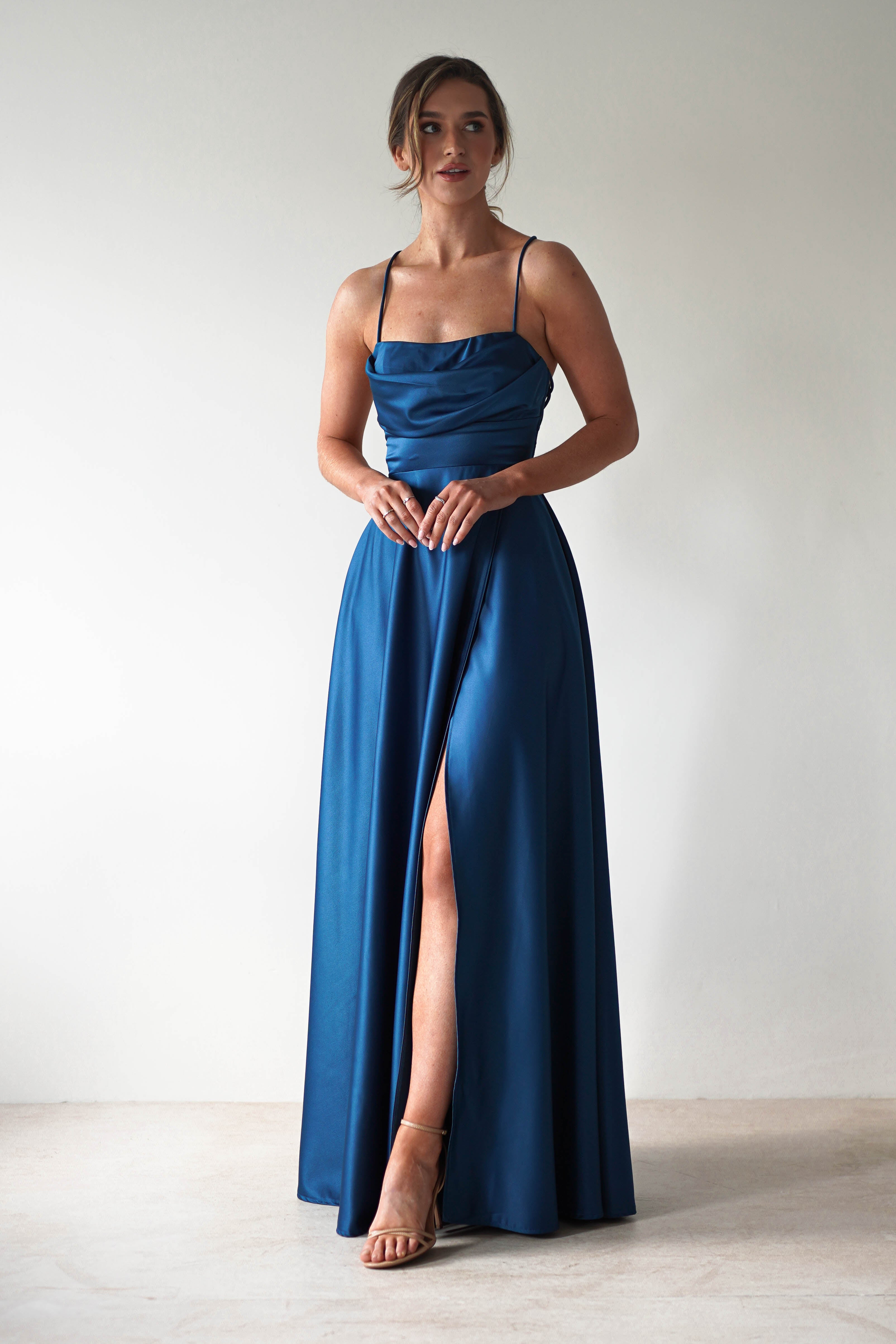 Vestido Shantal Azul-Petróleo Oceano
